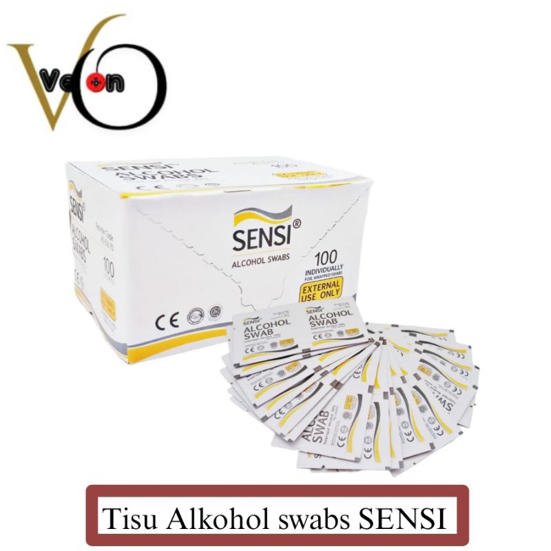 Tissue Alkohol swabs SENSI/SENSI Alcohol swabs 100pcs/Tisu basah medis 70% alkohol