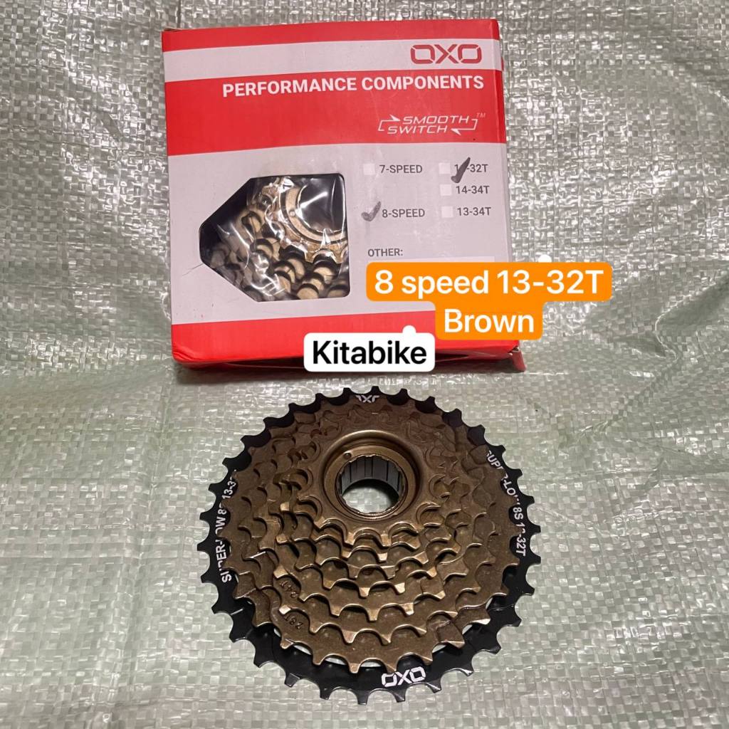 Gear Sprocket Freewheel Drat ulir 8 Speed 13-32 Megarange Brown