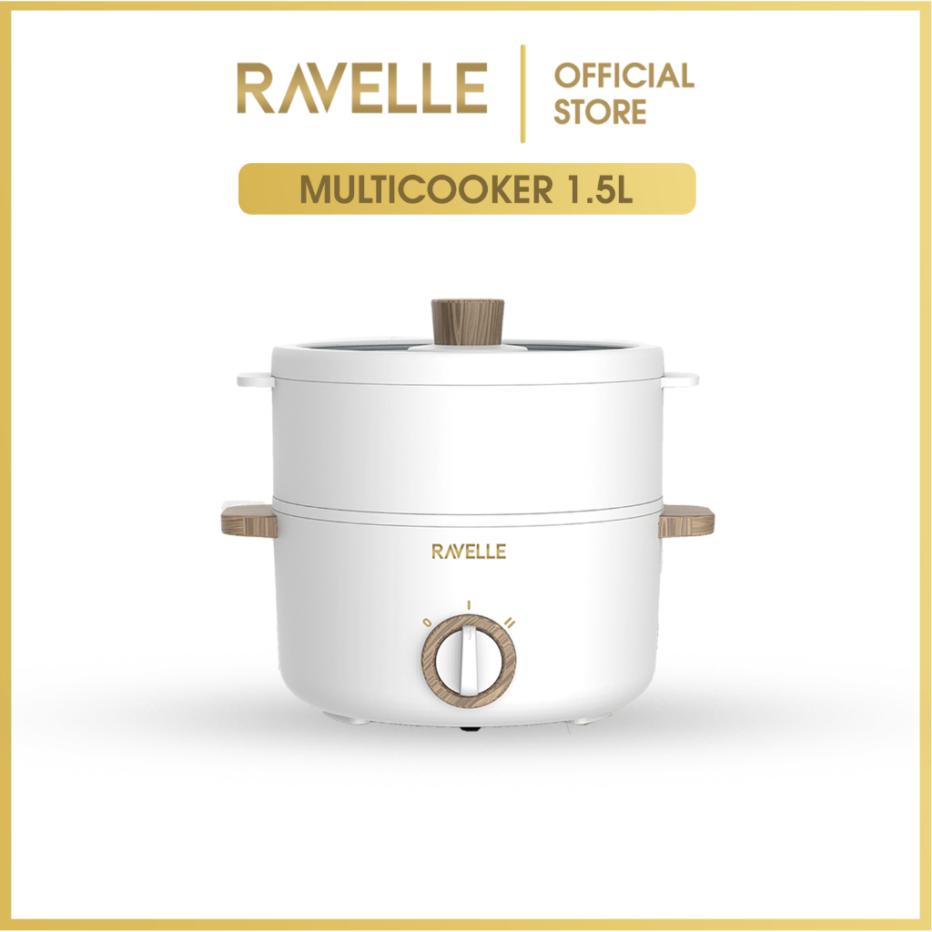 RAVELLE Multicooker 1.5 Liter - Panci Kukusan Listrik Multifungsi Low Watt