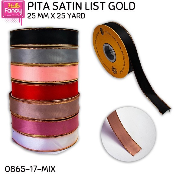 

Produk Terkini PIta Ribbon Pita Gulung Satin Warna List Gold 25 mm x 25 yard 1 Roll 41