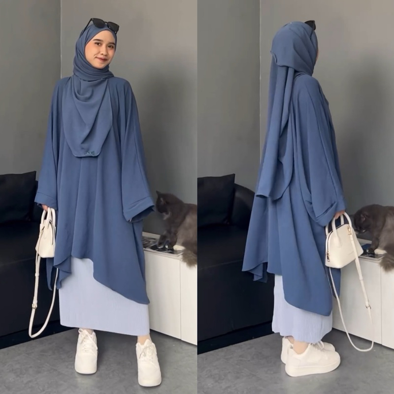 Cirebon Cloth - Liyana Abaya Set Hijab / Abaya Set Pashmina Segitiga Oval / Abaya Crinkle Airflow / 