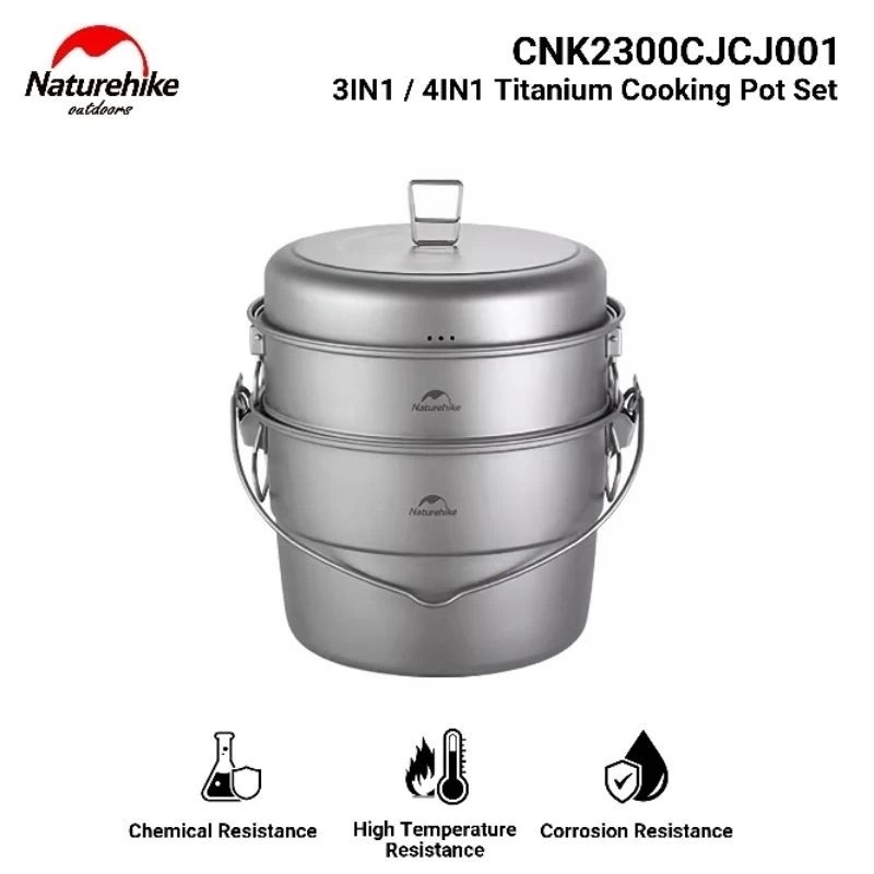COOKING POT SET TITANIUM NATUREHIKE CNK2300CJCJ001 HANGING POT PANCI ALAT MASAK PORATBLE  CAMPING GL