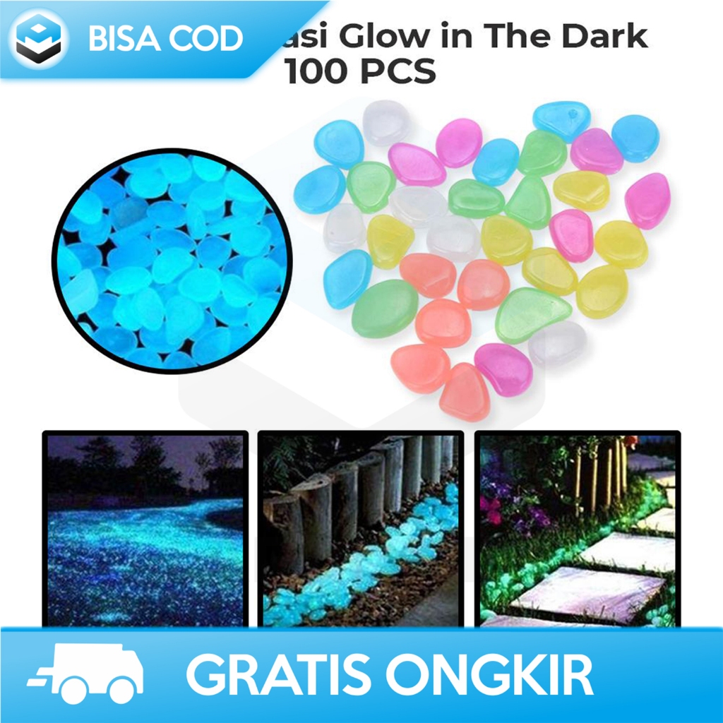 GLOW IN THE DARK BATU HIAS KECIL TANAMAN DAN AQUARIUM  KORAL NYALA