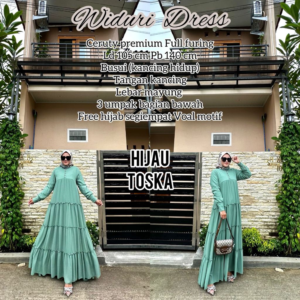 Widuri Dress Ceruty Full Furing All Size Ori Arraffa Syari