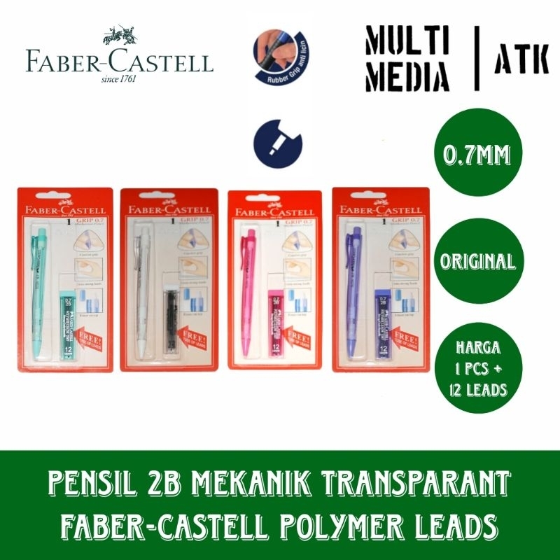 

FABER-CASTELL MECHANICAL PENCIL 0.7 TRANSPARENT BLISTER / PENSIL MEKANIK + REFILL