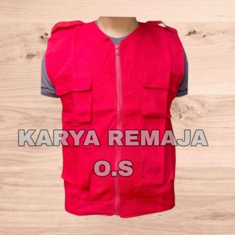 Rompi Polos Katun Rompi Proyek Rompi Lapangan Rompi Parkir MERAH Rompi polos premium