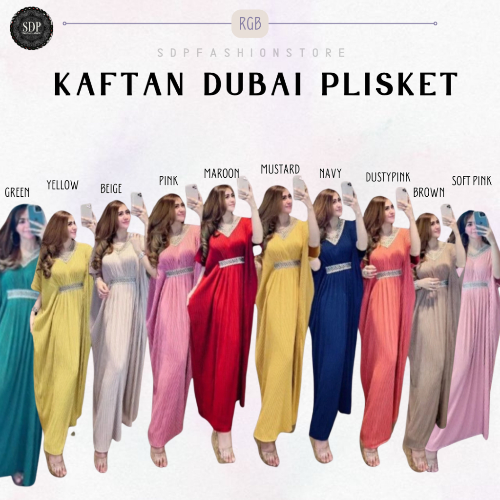 Kaftan Dubai Plisket Premium / Kaftan Dubai Kekinian / Kaftan Viral [RGB]