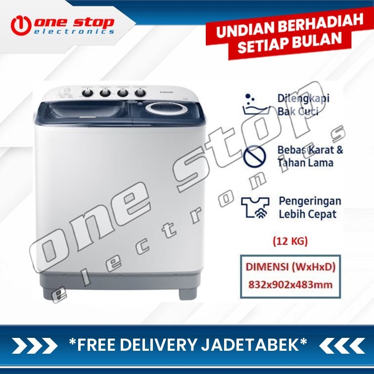 SAMSUNG WT12J4200MB Mesin Cuci Twin Tube Dynamic Pulsator 12 Kg