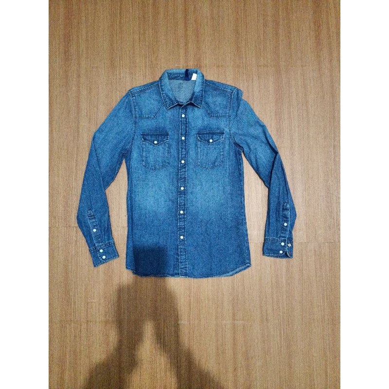 Kemeja denim not nudie naked and famous selvedge