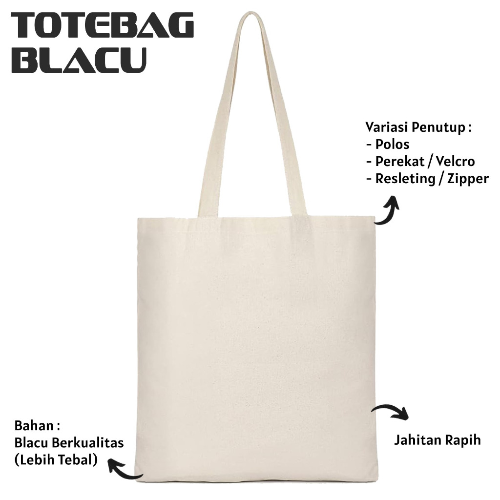 ToteBag Blacu Polos Tas Belanja Kain Goodie Bag Shopping Totebag Kuliah Tas Lukis