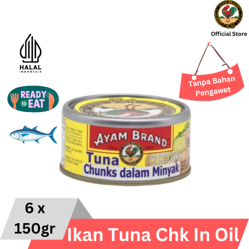 

Ayam Brand - Ikan Tuna Kaleng Chunk In Oil 6 pcs 150gr