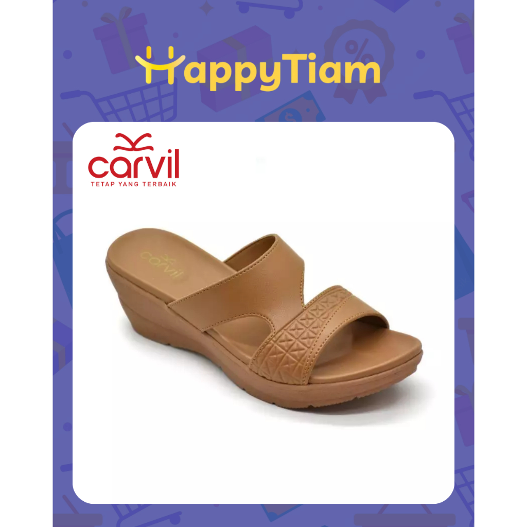 SANDAL WANITA CARVIL KEYNA 01 STONE 36 - 40 ORIGINAL ~ SENDAL CEWEK WEDGES HEELS COKLAT HAK FANCY