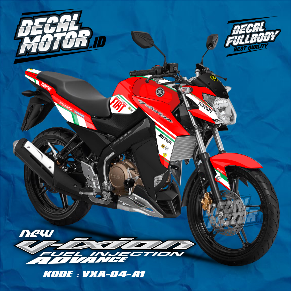 Stiker Decal Vixion New Advance Variasi / Striping Fullbody Vixion Motif Racing Merah