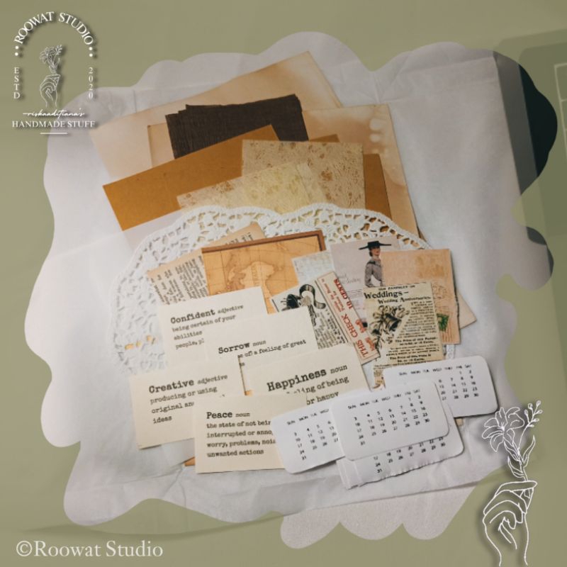 

35 pcs Jurnal kit | kertas jurnal | Vintage | Scrapbook |
