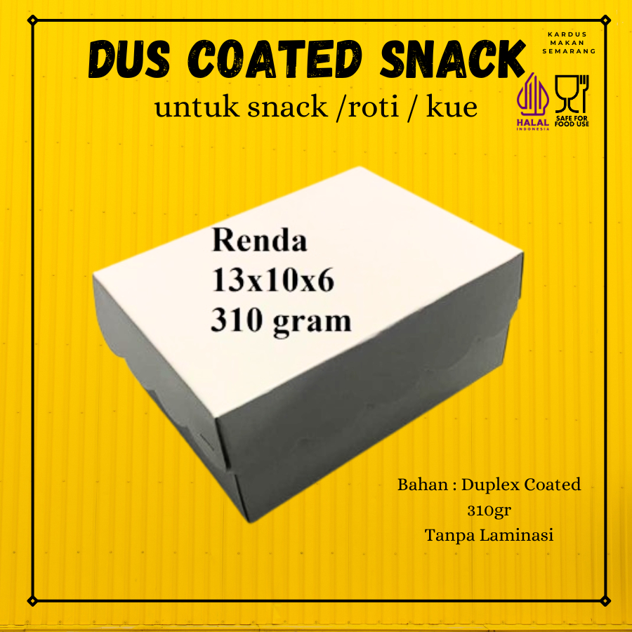 

Dus Snack 13 x 10 x 6 Kue Coated Box Kardus Makanan Renda 13x10x6 Tebal R3