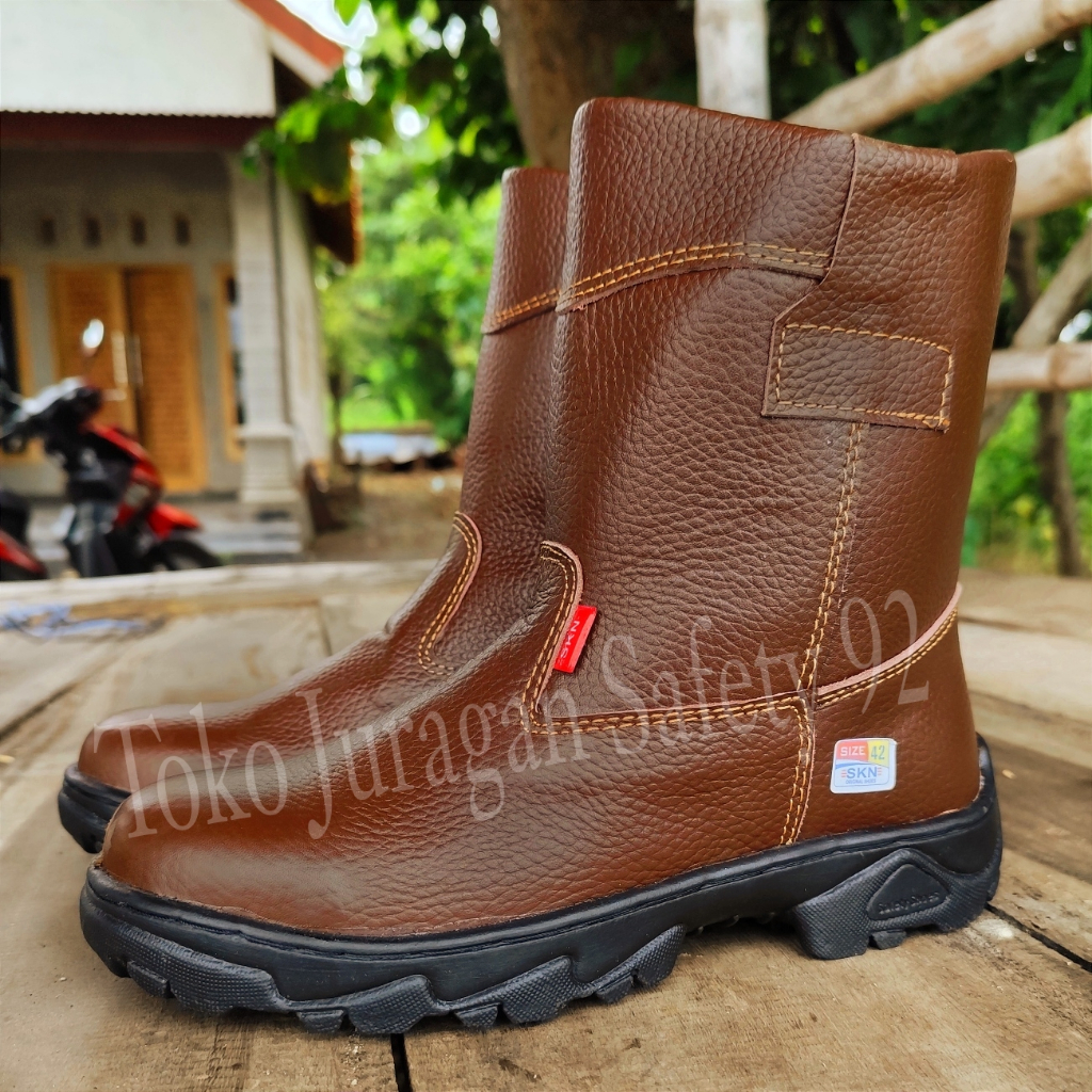 Sepatu Safety Welder Las Sepatu safety Tahan Api Sepatu Safety Kulit Sapi Asli Terbaik Ujung Besi Ke