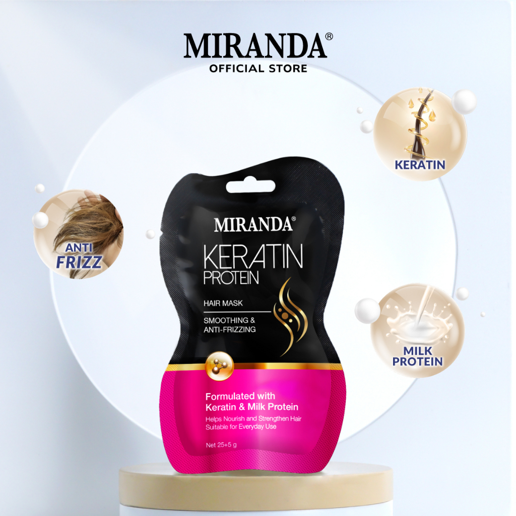 LLSHOPP - Miranda Keratin Protein Hair Mask 30gr dapat merawat rambut dan menutrisi rambut dari akar