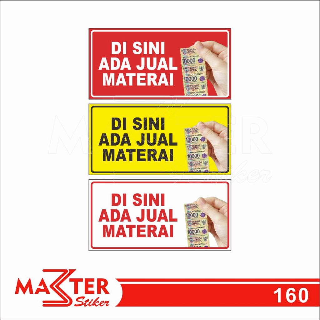 

160 - Stiker Di Sini Ada Jual Materai, Sticker Vinyl, Premium, Tahan Air, Termurah, dan Bisa Custom