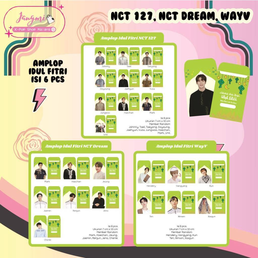 

[ISI 6 PCS] Amplop Lebaran NCT, NCT Dream, NCT 127, WayV | Amplop NCT | Amplop Hari Raya | Angpao Lebaran | Angpao Hari Raya | Hari Raya Idul Fitri