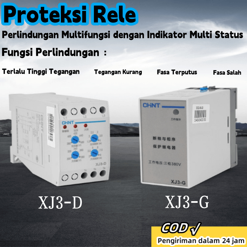 Barang Asli Original Equipment Phase Failure Relay Chint XJ3-D Chint Xj3D 380V AC Over Under Voltage