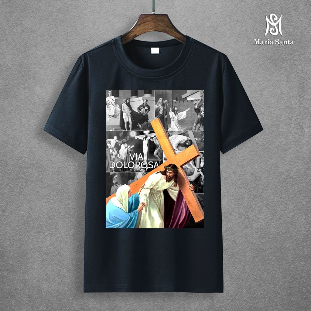 kaos rohani Jalan Salib hitam