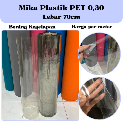 

Plastik Mika Kaku Meteran [0.30mm x 70cm] Bening untuk Tutup Seserahan Pernikahan / Hantaran Transparan Rigid PET