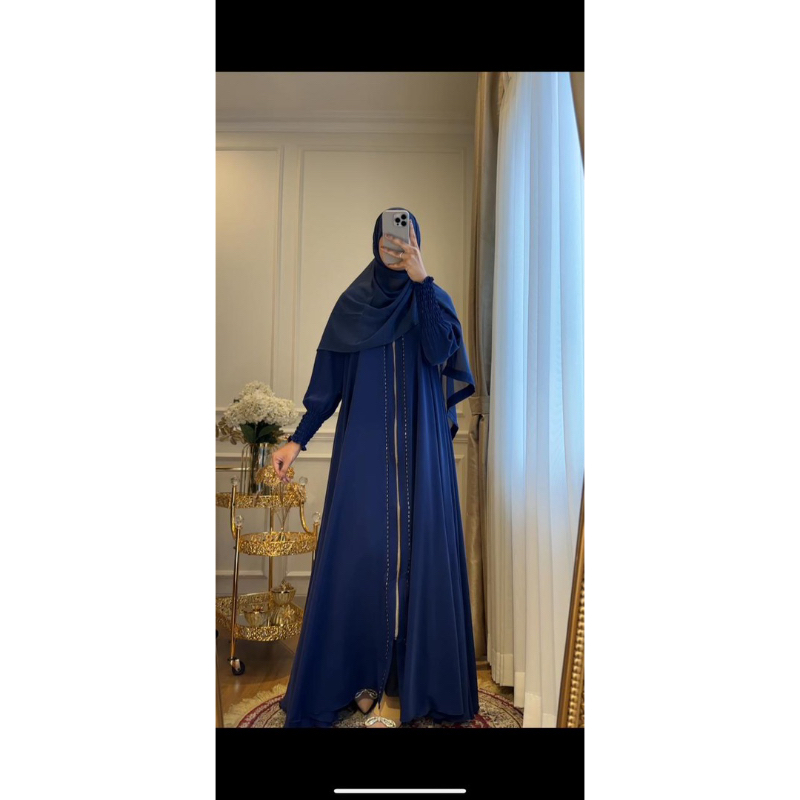 Abaya Dalia biru ori Dubai