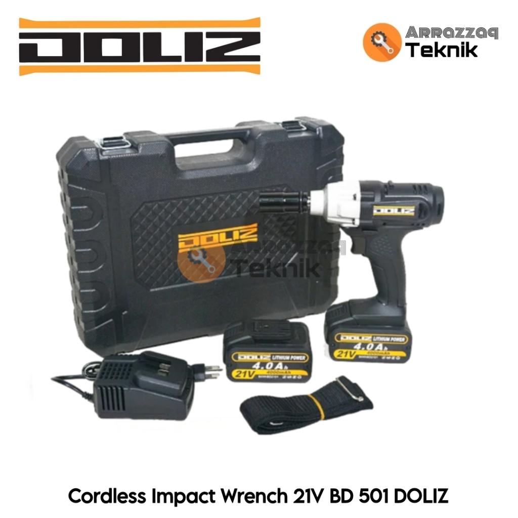 Bor Cordless Impact Wrench DOLIZ 21V 2 Baterai - Pembuka Baut BD 501