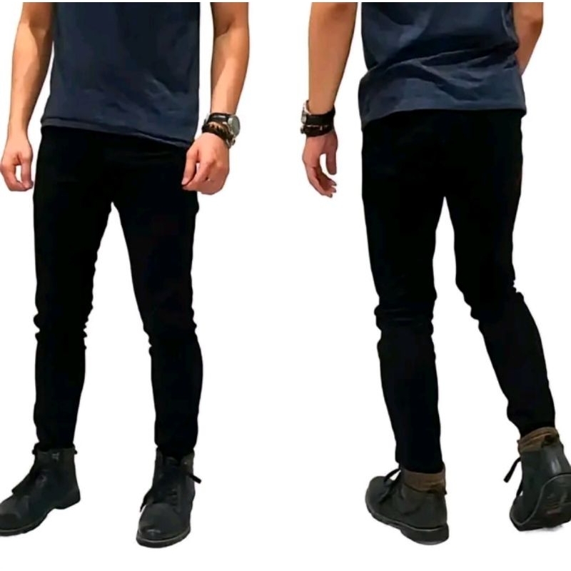 Celana Panjang Pria Denim Soft Jeans Slim Fit Stretch Ukuran 27-38