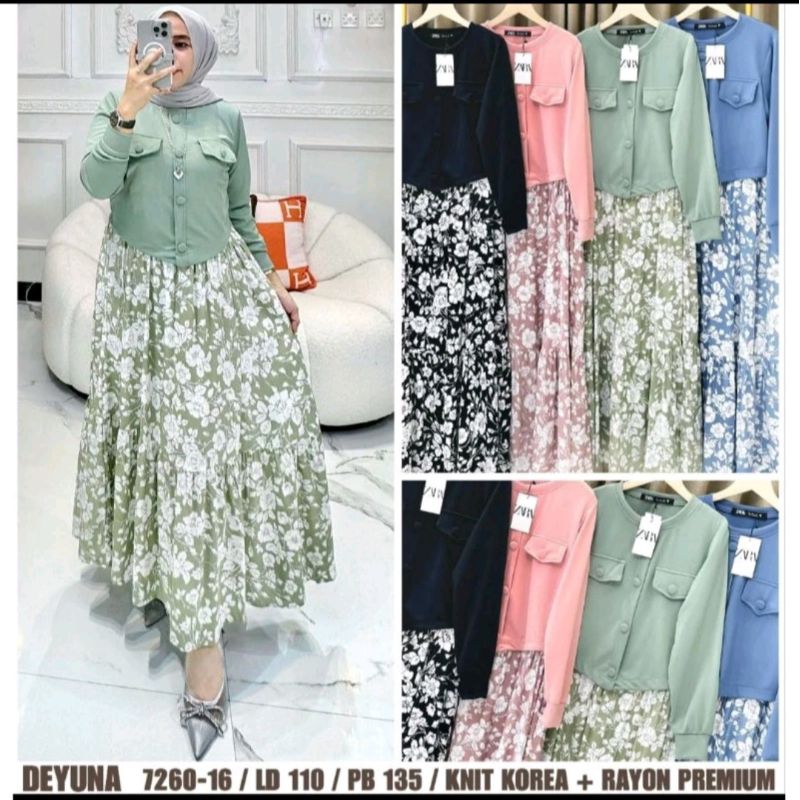 2 MOTIF GAMIS KANCING IMPORT ZARA KNIT RAJUT MIX KATUN RAYON PREMIUM DEYUNA DAN MAPLE