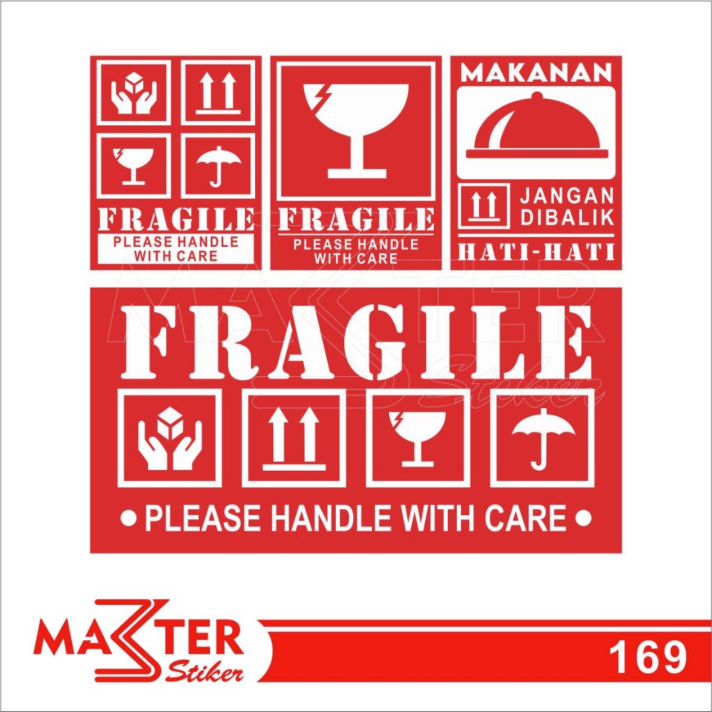 

169 - Stiker Fragile, Jangan Dibanting, dan Jangan Dibalik, Tahan Air, Termurah, dan Bisa Custom