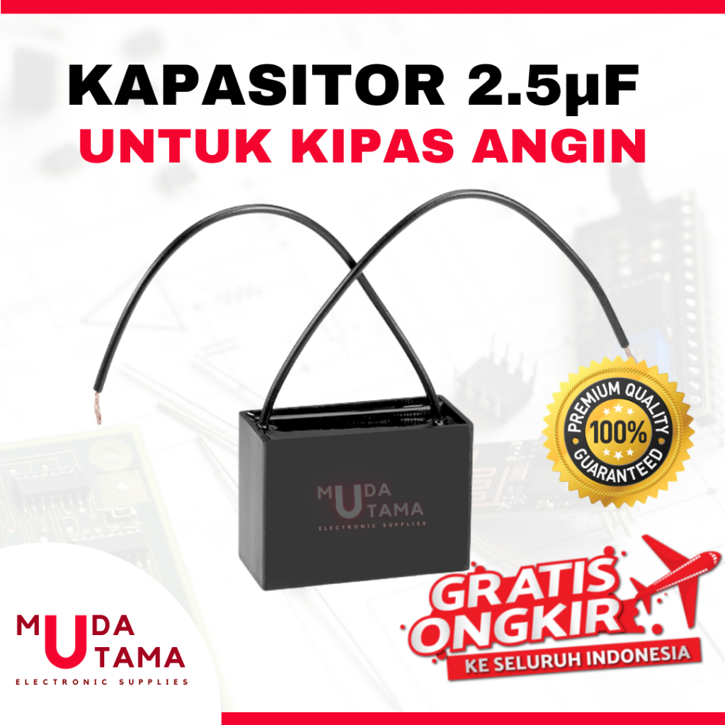 KAPASITOR KIPAS ANGIN 2.5uF 2.5µF PETAK HITAM BAGUS | CAPASITOR 2.5UF KIPAS ANGIN DINDING GANTUNG BE