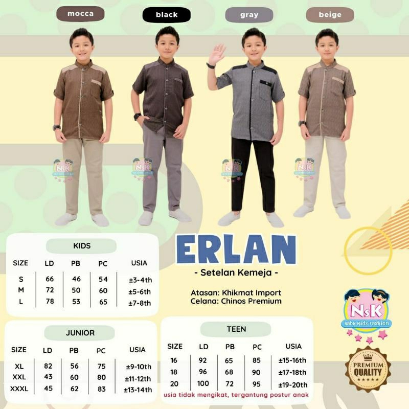 SETELAN KOKO ANAK ERLAN SET RAFATHAR SET KALANDRA SET AKHTAR SET UBAY SET EMIR SET ORI KAKADEDE