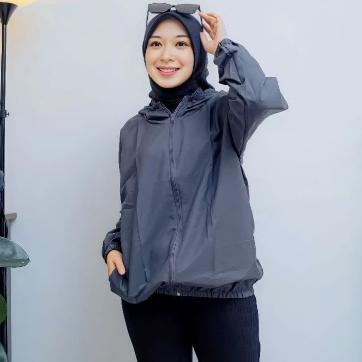 JAKET PARASUT WANITA OLAHRAGA JOGGING LARI WATERPROOF ADS