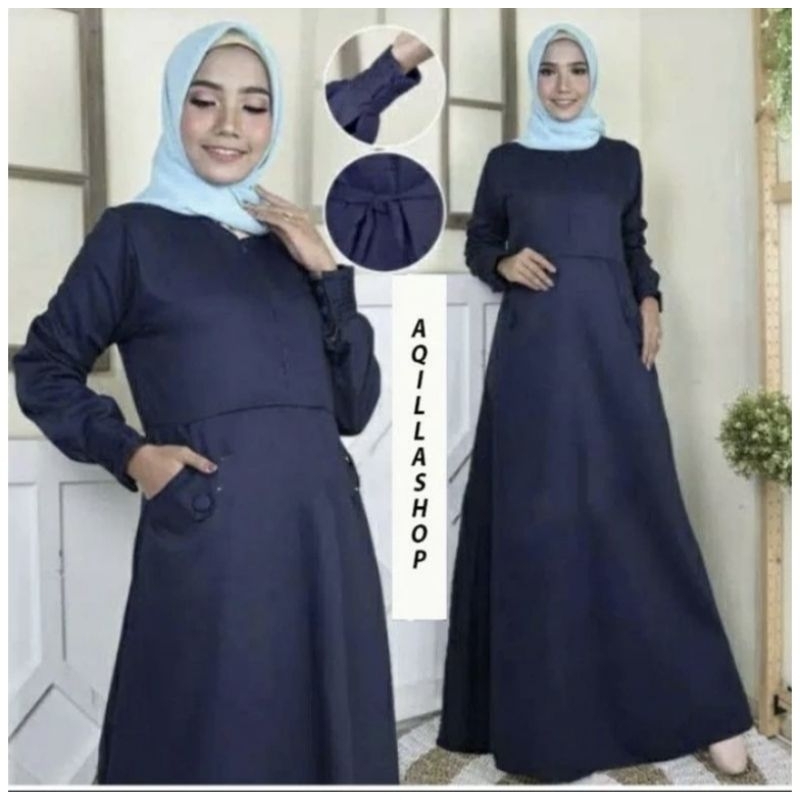 gamis pns / gamis guru /gamis guru dongker,baju guru biru dongker
