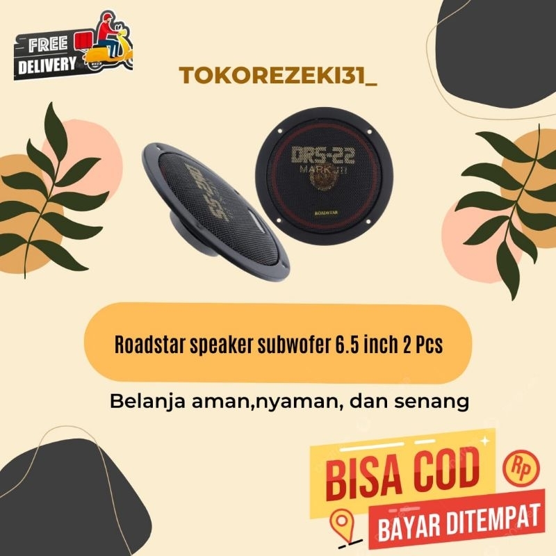 Roadstar Speaker Subwofer audio mobil 6.5 inch 150W 2 pcs