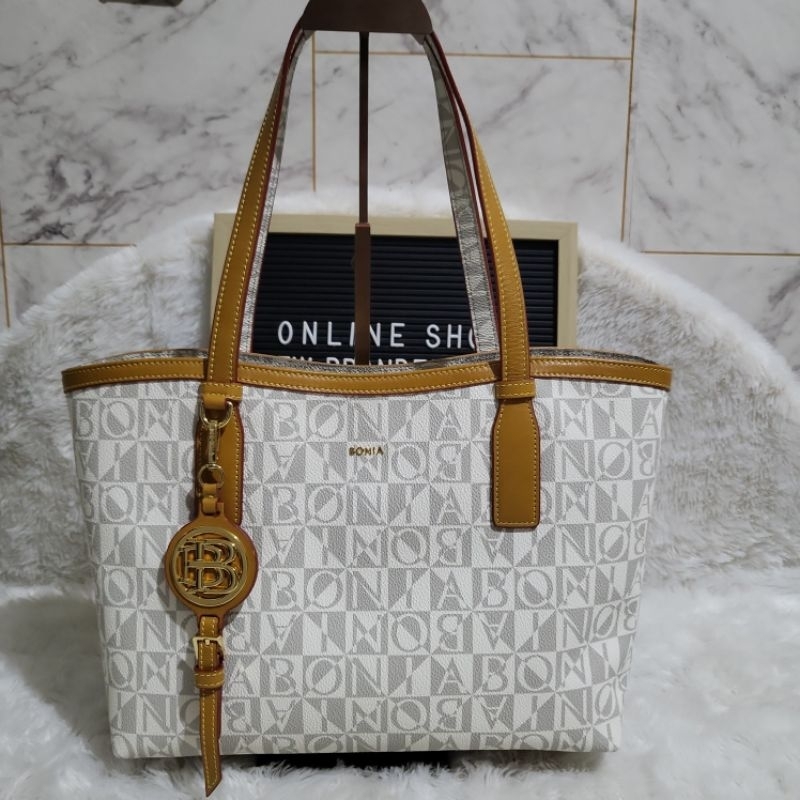 tas bonia original tote bag neverfull monogram putih size L