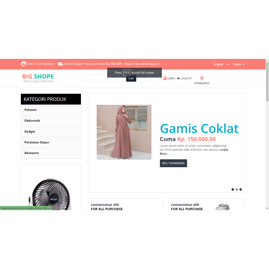 Aplikasi Toko Online Berbasis Web (PHP Native)