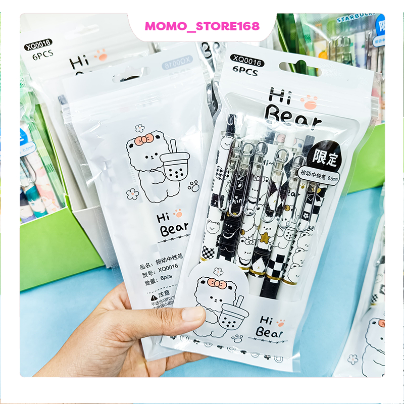 

(6PCS) pulpen gel sanrio motif beruang pena gel kantor sekolah tinta warna hitam tebal 0.5mm