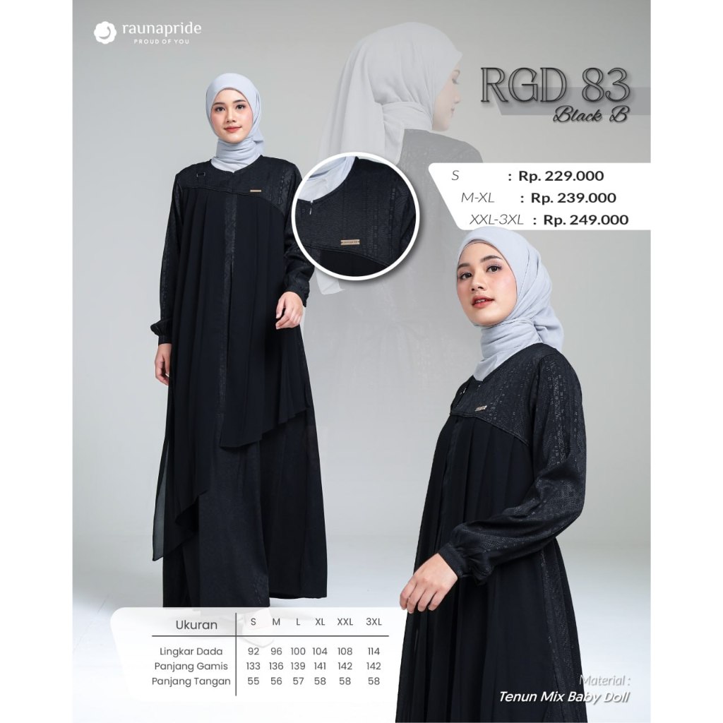 [RGD 83] GAMIS RAUNA TERBARU RGD 83 HITAM || BLACK DRESS || GAMIS HITAM || GAMIS LEBARAN/NGAJI/KONDA