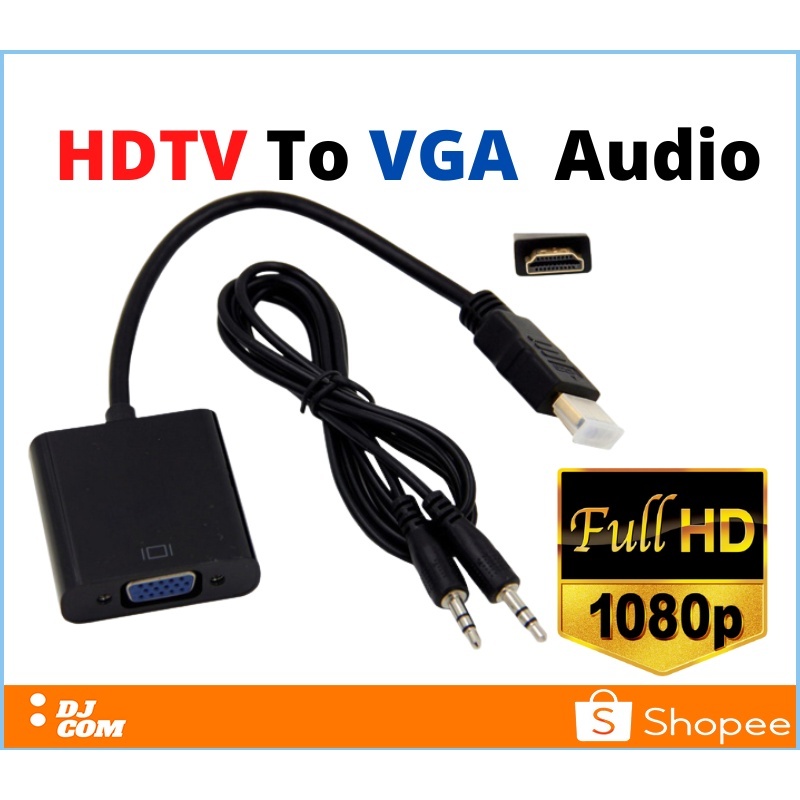 CONVERTER HDTV TO VGA + AUDIO / SAMBUNGAN HDMI KE KABEL VGA
