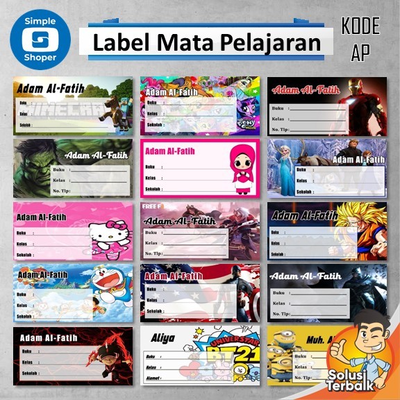 

Stiker Mata Pelajaran Sekolah (Isi 20 Pcs) - Label Mata Pelajaran Sekolah