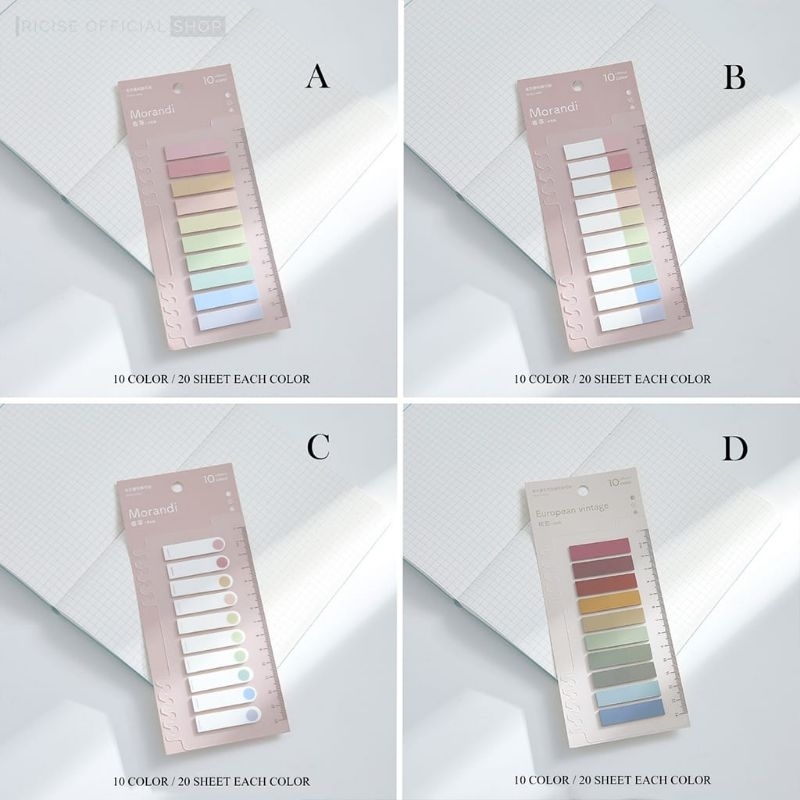 

[MOMO] MORANDI Index Sticky Notes 200 Sheets Loose Leaf Deco Aesthetic - morandi - half