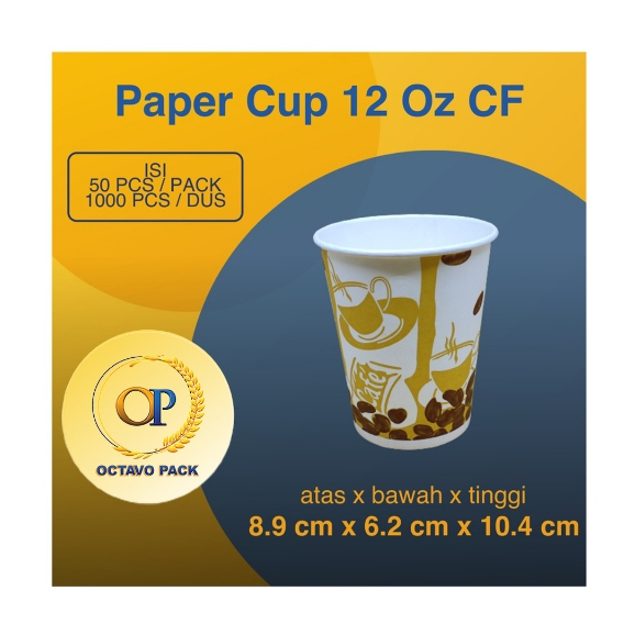 Paper Cup 12 Oz Hot CF Printing / Gelas Kertas Minuman Panas 12 Oz Hot CF Motif