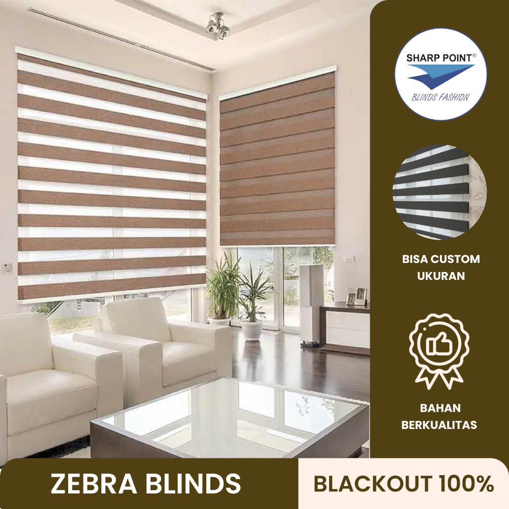 ZEBRA BLINDS (Blackout) - Tirai Gulung - Tirai Jendela - Gorden Gulung - Model Zebra - SHARP POINT