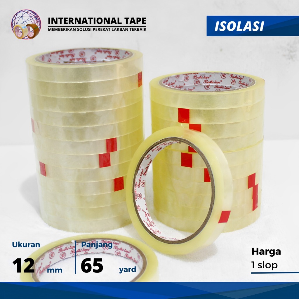 

ISOLASI BODHI UK 12MM/24MM X 65YARD PER SLOP TERMURAH