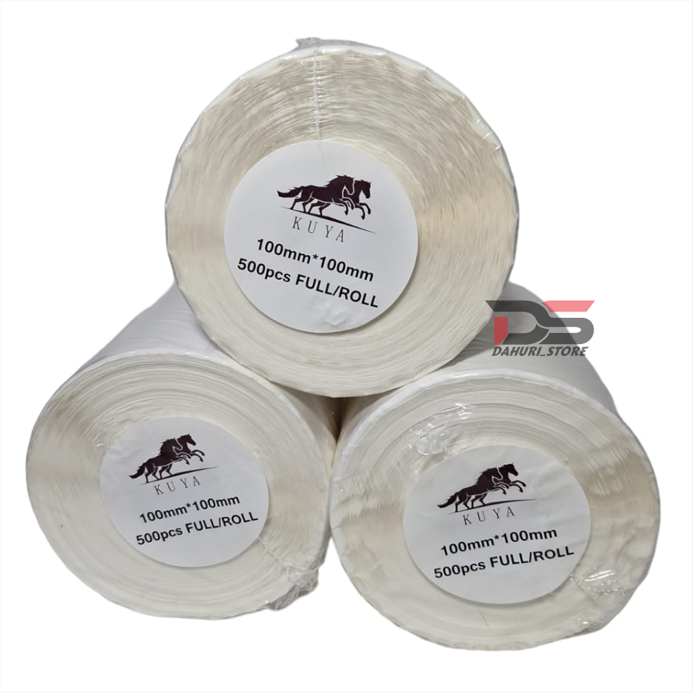 

PROMO!!! 1 ROLL, STIKER RESI THERMAL / STIKER LABEL BARCODE 100X100MM ISI 500 Pcs/Lembar