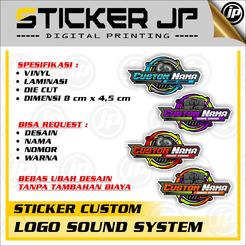

JPUV Stiker AUDIO SOUND SYSTEM Custom Satuan Nama Suka Suka Sticker Custom Stiker 2