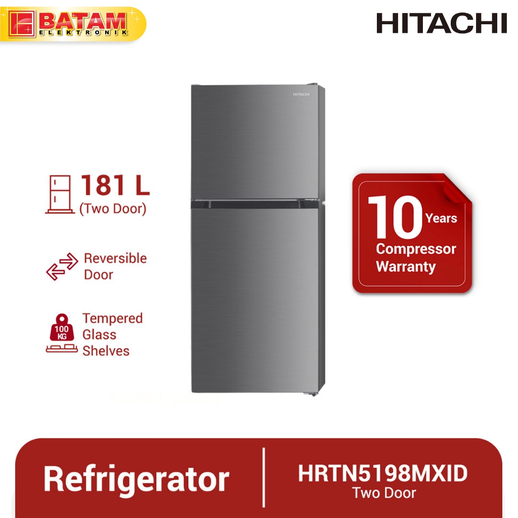 Kulkas Hitachi 2 Pintu 181 Liter - HRTN5198MXID