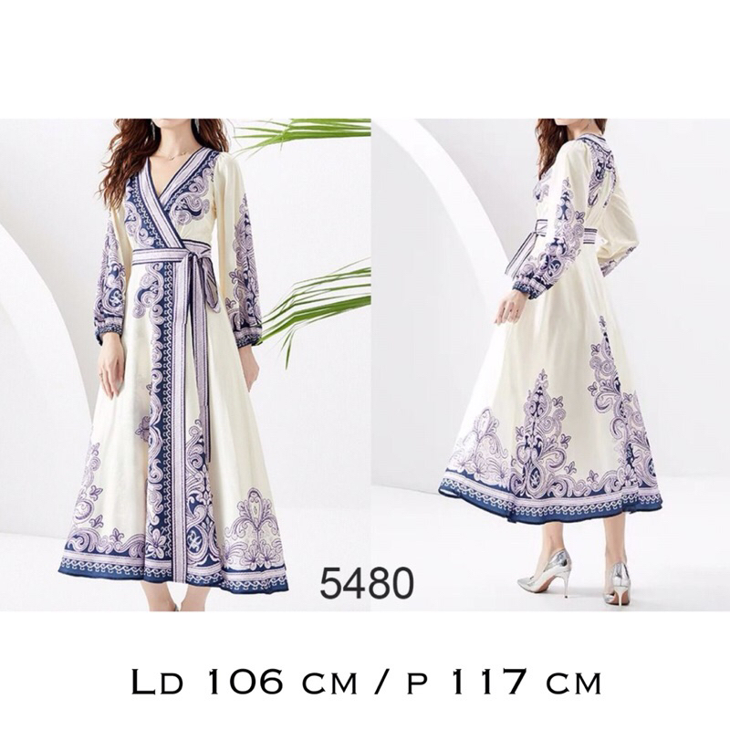 tunik panjang kimono batik lilac oranye gamis